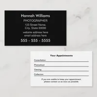 Photographer Black White Appointment Card