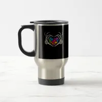 Autism Awareness Skeleton Heart Puzzle Piece Travel Mug