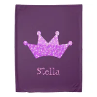 Princess purple pink tiara name girl duvet cover