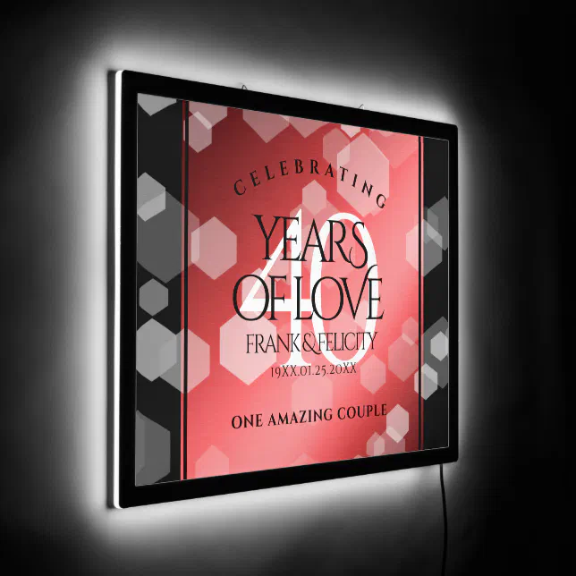 Elegant 40th Ruby Wedding Anniversary Celebration LED Sign