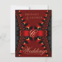 Gothic Satin Red+Black Wedding Invitation