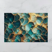 Elegant Abstract Fluid Teal and Gold Marble  Tissue Paper