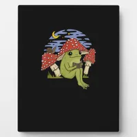 Book Fan Frog With Mushroom Hat Cottagecore Goblin Plaque