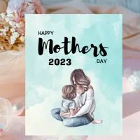 Blue Watercolor Modern Mother's Day Poster