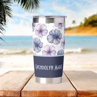 Floral Watercolor Pattern Lavender and Blue Insulated Tumbler