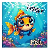 Funny Fish | Cute Cartoon Kid's Nursery Art