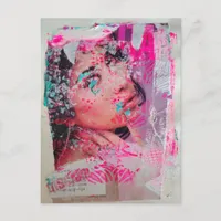 Discard Woman Mixed Media Collage Postcard