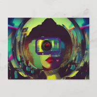 Abstract Camera Woman Sci-fi Postcard