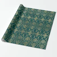 Vintage Teal and Gold Pattern Wrapping Paper