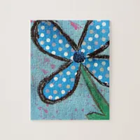 Polka Dot Mixed Media Flower Jigsaw Puzzle