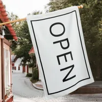 Black & White Open Sign Modern Small Business Flag