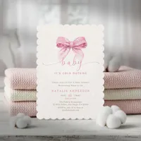 Snowy Pink Coquette It's Cold Outside Baby Shower Invitation