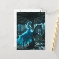 Ghost Woman on Abandoned Carousel Postcard