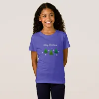 Christmas tree forest, snowflakes, red blue dots T-Shirt