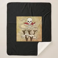 Jolly Roger Monogram Initial  Sherpa Blanket