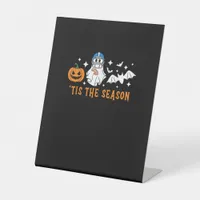 Tis The Season Football Halloween Spooky Pumpkin Pedestal Sign