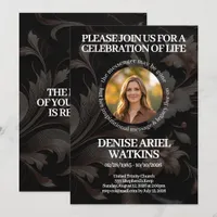 Elegant Floral Marble Memorial Remembrance Photo Invitation