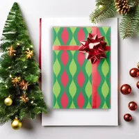 Retro Wavy Green Red Pattern – Holiday Style Wrapping Paper