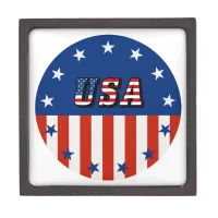 USA - American Flag and Stars in Circle Gift Box