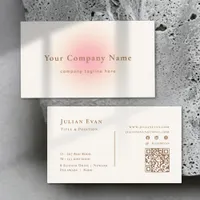 Soft Pastel Blush Pink Neutral Ombre Elegant Business Card
