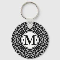 Geometric Pattern Monogram Black and White ID149 Keychain