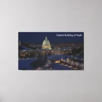 United States Capitol Building at Night Canvas Print