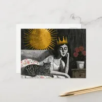 The Beautiful Sleepy Queen and her Cat Postcard
