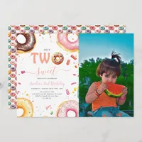 Two Sweet Donuts 2nd Birthday party  Invitation