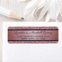 Elegant Navy Blue Rose Gold Glitter Sparkle Label