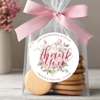 Modern Classy Pink Roses Flowers Thank You Favor Classic Round Sticker