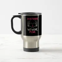 Breast Cancer Awareness Skeleton Heart Women Travel Mug