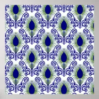 Boho Peacock Feather Jewel Tone-Blue Green Poster
