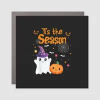 Tis Season Pumpkin Retro Groovy Vintage Halloween Car Magnet
