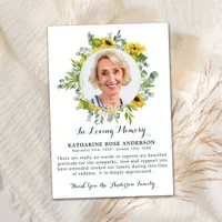 Funeral Sunflower Eucalyptus Photo Sympathy        Thank You Card