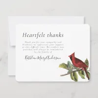 Vintage Cardinal Funeral Thank You Card