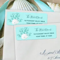 Aqua Blue Christmas Beach Return Address Label