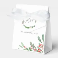 Watercolor Holly Jolly Christmas Party Favor Boxes