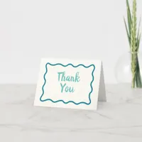 Whimsical Minimal Wavy Border Handwritten Simple Thank You Card