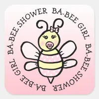 Baby Girl Ba-Bee Shower Square Sticker