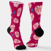 Pink Sugar Skulls Day of the Dead Socks