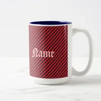 Black Red Thin Diagonal Stripes Two-Tone Coffee Mug