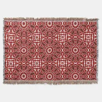 Modern Batik Red White Woven Throw Blanket