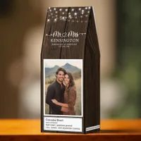 Rustic Wood Lights Mr Mrs Personalized Roasted Coffee