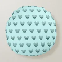 Charming heart pattern in mint green round pillow