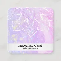 *~* Pastel Abstract QR code Mandala Reiki Yoga Square Business Card