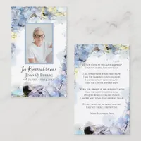 Blue Hydrangea Flower Watercolor Funeral Prayer Business Card