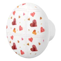 Colorful Watercolor Hearts  Ceramic Knob