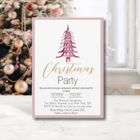 Chinoiserie Dusty Pink and Red Pagoda Christmas  Invitation