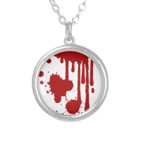 Blood Spatter Dripping Blood Halloween Silver Plated Necklace