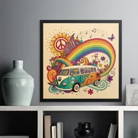 Retro Vibe Rainbow Journey Poster